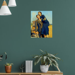 Bonnie Parker Clyde Barrow 1933 Schilderij Poster
