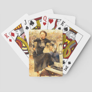 Bonnie Parker Rookt Een Sigaar 1933 AI Schilderij Pokerkaarten