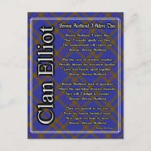 Bonnie Scotland I Adore The Clan Elliot Tartan Briefkaart