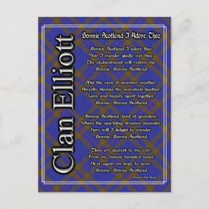 Bonnie Scotland I Adore The Clan Elliott Tartan Briefkaart