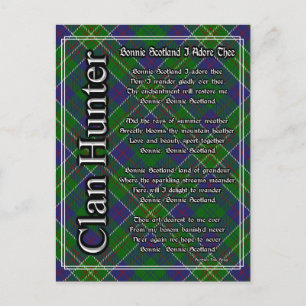 Bonnie Scotland I Adore The Clan Hunter Tartan Briefkaart