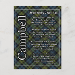 Bonnie Scotland I Adore Thee Campbell Tartan Briefkaart