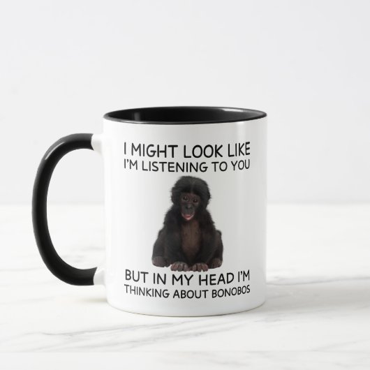 Bonobo Mug Funny Thinking Ape (Gauche)