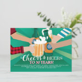 Bons amis et verres de bière, invitation (Debout devant)