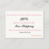 Bons de carte de visite (Dos)