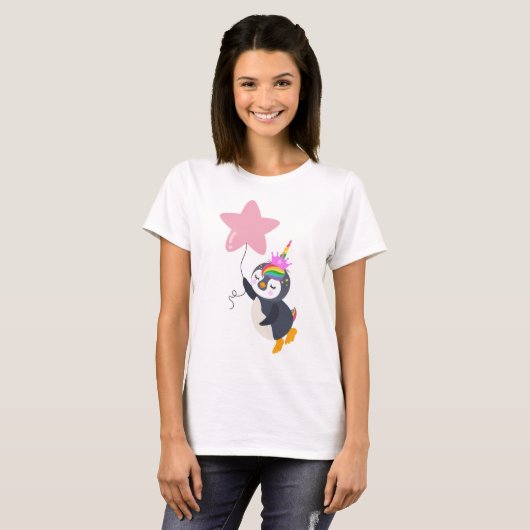 Bons sonhos pinguim unicórnio T-shirt (Voorkant volledig)