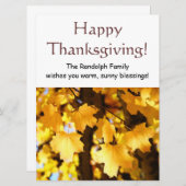 Bons thanksgivings Cartes Invitations Ajouter votr (Devant / Derrière)