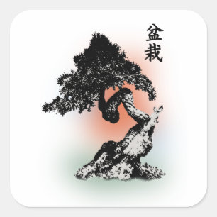 Bonsai 01 vierkante sticker