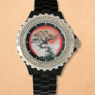 Bonsai bij zonsondergang horloge