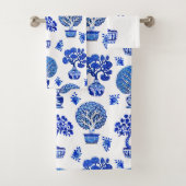 Bonsai Bomen Patroon in Kobalt Blauw en Wit Bad Handdoek (Insitu)