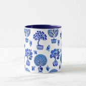 Bonsai Bomen Patroon in Kobalt Blauw en Wit Mok (Midden)