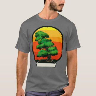 Bonsai Boom in Bonsai Planter Retro Zonsondergang T-shirt