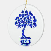 Bonsai Boom in Kobalt Blauw en Wit Keramisch Ornament (Links)