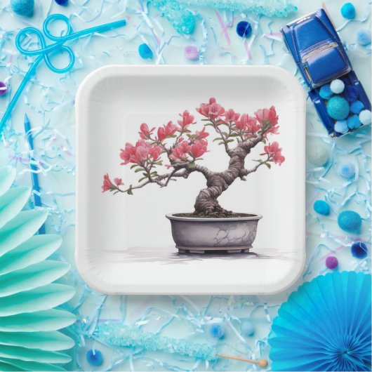 Bonsai boom in pot papieren bordje (Feest)
