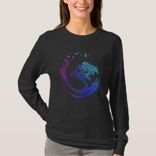 Bonsai-boom met vliegende vogels Japanse Zen-boedd T-shirt