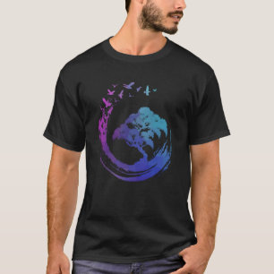 Bonsai-boom met vliegende vogels Japanse Zen Boedd T-shirt