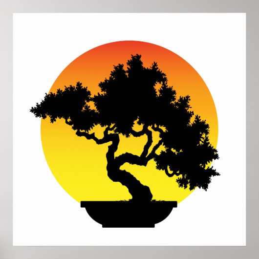 Bonsai-boom met zonsondergang. poster (Voorkant)