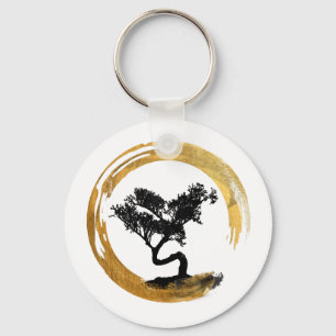 Bonsai Boom. Zen Enso Circl Feng Shui Calligraphy Sleutelhanger