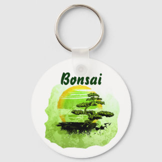 Bonsai Grafisch, Groene Versie met tekst Sleutelhanger