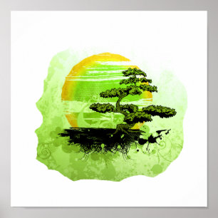 Bonsai Grafisch, Groene Versie Poster
