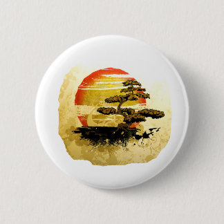 Bonsai Graphic Grunge Kijk met Sun Ronde Button 5,7 Cm