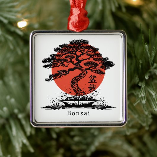 Bonsai Japans Kanji gepersonaliseerd Metalen Ornament (Boom)