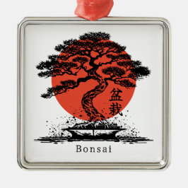 Bonsai Japans Kanji gepersonaliseerd Metalen Ornament