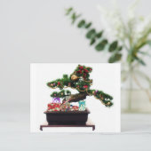 Bonsai kerstboom feestdagenkaart (Staand voorkant)