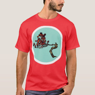 Bonsai Rood op Groen T-shirt
