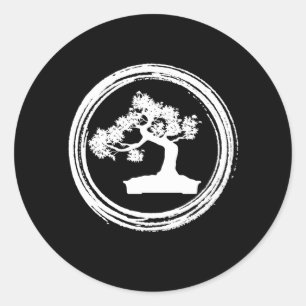 Bonsai Tree Enso Circle  Zen Calligrafie Ronde Sticker