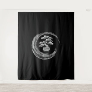 bonsai tree enso    circlezen kalligrafie kunst wandkleed