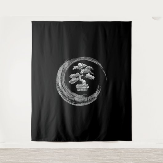 bonsai tree enso    circlezen kalligrafie kunst wandkleed (Voorkant)