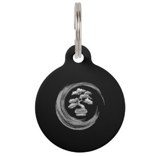 bonsai tree enso cirkel boeddhistisch diepvriescal huisdierpenning