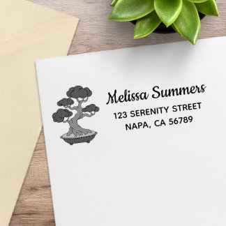 Bonsai Tree in a Tray Return Address, Etched Rubberstempel