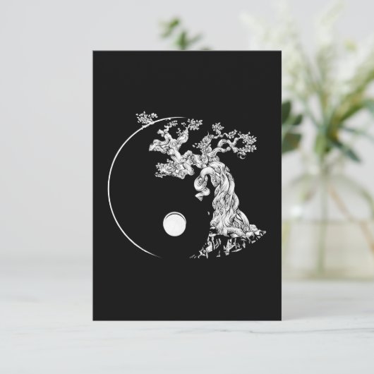 bonsai tree japans boeddhist zen bedankkaart (Staand voorkant)