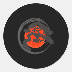 bonsai tree japans enso kalligrafiecirkel ronde sticker