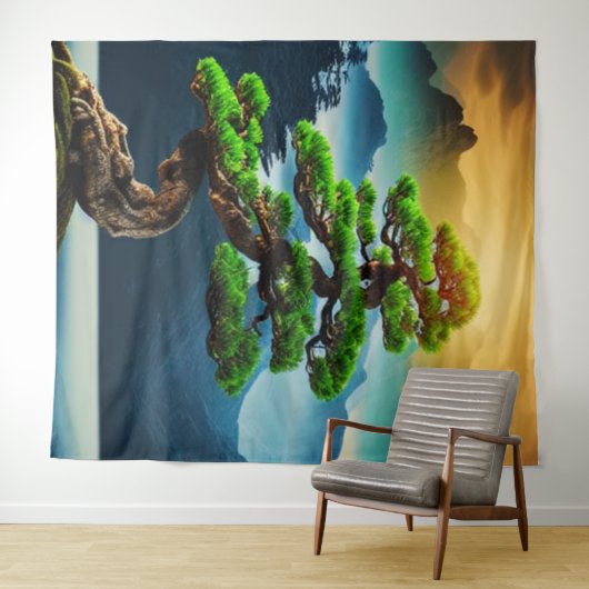 Bonsai Tree Tapestry Wandkleed (In Situ (horizontaal))