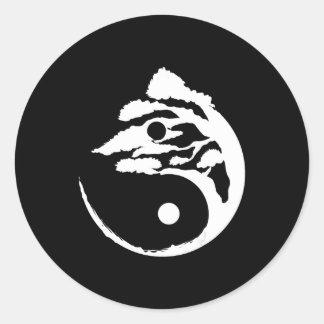 Bonsai Tree Yin-Yang Birthday Gift All Mannen & Wo Ronde Sticker