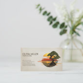 Bonsai Tree Zonsondergang boven zee Visitekaartje (Staand voorkant)