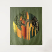 Bonsai Tree Zonsondergang boven zee Wandkleed (Voorkant)