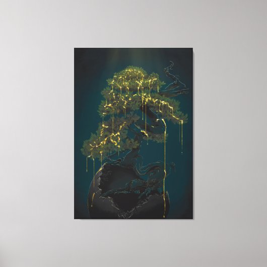 Bonsai van goud canvas afdruk (Voorkant)