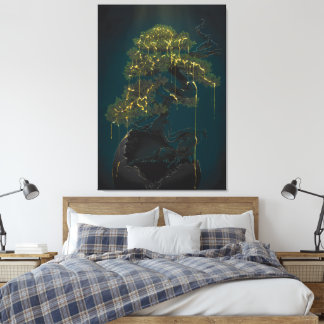 Bonsai van goud canvas afdruk