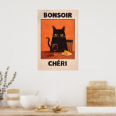 Bonsoir Chéri Affiche de Chat Noir, Fromage de Vin (Cuisine)