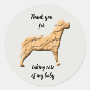 Bont Baby Dank u Pet Sitter Dog Walker Ronde Sticker