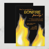 Bontbrand Campfire Flams on Black Invitation Kaart (Voorkant / Achterkant)