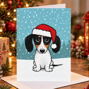 Bonte Dachshund Kerstman Wiener Dog Kerstmis Feestdagen Kaart