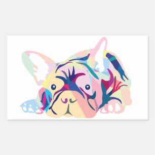 Bonte Franse Bulldog op oranje Rechthoekige Sticker