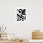 Bonte Hosta Zwart en Wit Bloemmotief Poster (Keuken)