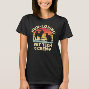 Bontliefhebbende dierenarts Tech Crew meisje retro T-shirt