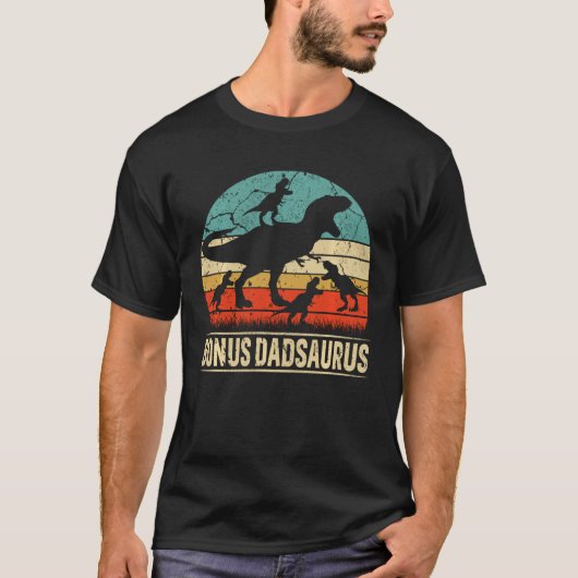 Bonus Dad Dinosaur T Rex Bonus Dadsaurus 4 Kinder T-shirt (Voorkant)